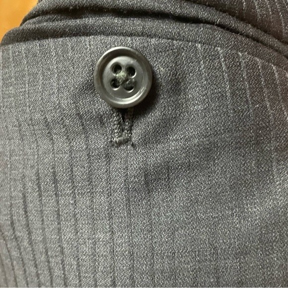 Calvin Klein Dress Pant Mens 34x32 Black Pinstripe Wool Business Casual Trouser - Picture 3 of 10